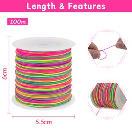 LEREATI Nylon Cord 0.8 mm x 100 m Nylon Thread Nylon Bead Cord Satin Cord Macrame Cord Nylon Cord for Bracelets Beads Threading Necklace Jewellery Making DIY Crafts (White)