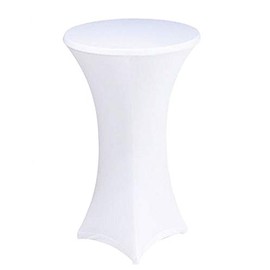 Wedding_Decorations Spandex Cocktail Table Cover Tight Fit Cloth Lycra Vendor Catering Conferences Kit (80cm, White)