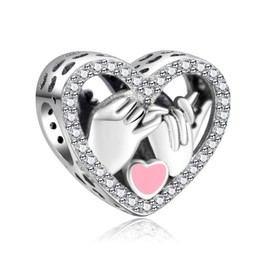 RIMGORIS 925 Sterling Silver Charm for Women Bracelets Necklace Skull Heart Ruby Pendant Angel Wings Love Wife I Love You Forever Women Sparkling Infinity Heart Stars & Moon Heart Key, Silver