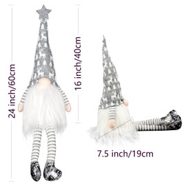 Christmas Tree Topper with Lights,Gnome Tree Topper Lighted Christmas Tree Topper 24 Inch Gnomes Christmas Tree Decorations, Christmas Home Decor-Grey