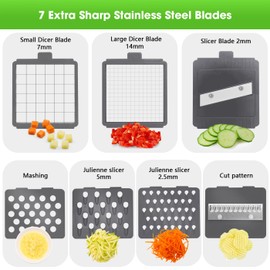 LHS Vegetable Chopper Multifunctional Food Chopper Onion Chopper Vegetable Slicer Dicer Cutter Potato Cutter Veggie Chopper with Container(10 in 1, Grey)