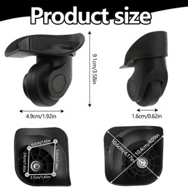 Suitcase Wheels Replacement Wheels, Pack of 2 Suitcase Wheels with Screws Repair Element and Screwdriver for Suitcase (Black)