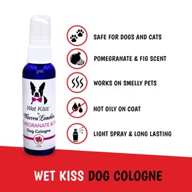 Warren London - Wet Kiss Dog Cologne, Long Lasting Dog Spray, Dog Deodorant to Remove Odor from Stinky Dogs, Pomegranate & Fig, 2 Ounce Bottle