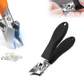 Wide Jaw Opening Anti-Splash Slanted Nail Clipper, Curved Toenail Clippers for Thick Toenails, Angled Nail Clippers, ingrown toenail Clippers for Women and Men (Black)