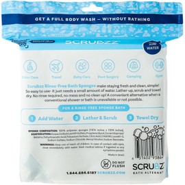 Scrubzz Disposable No Rinse Bathing Wipes - All-in-1 Single Use Shower Wipes, Simply Dampen, Lather, and Dry Without Shampoo or Rinsing (Unscented, 2-Pack)