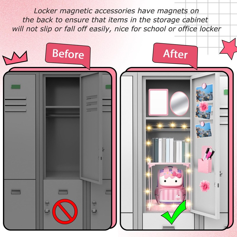 Patelai 11 Pcs Locker Accessories Kit Included Locker Shelf Magnetic