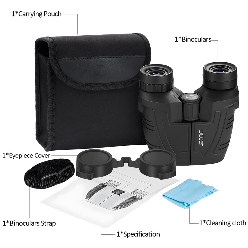 Occer 12x25 Compact Kids Binoculars with Low Light Night Vision,Folding