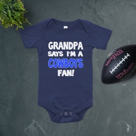 NanyCrafts' Grandpa Says I'm a Cowboys Fan Baby Bodysuit 12 Months Navy