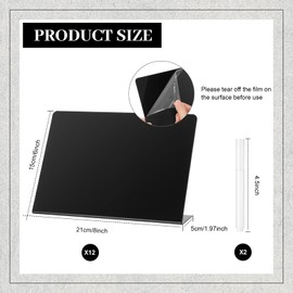 Outus 12 Pieces Buffet Food Labels Mini Chalkboard Signs Acrylic Table Tent Sign with 2 Pcs Erasable Chalk Marker for Weddings Birthday Parties(Black,6 x 8 Inches)
