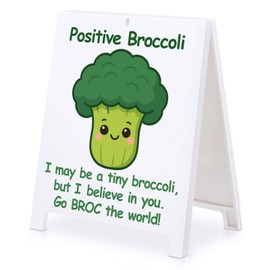Funny Broccoli Desk Sign Inspirational Office Decor Go BROC the World Positive Broccoli Emotional Motivational Sign Gifts for Friends Coworkers Cute Desk Decor White Elephant Gifts