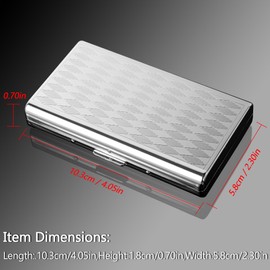 Goshentech Retro Diamond Pattern Metal Case 14 Capacity Silver Plated Double Sided Bank Card Holder Cash Box (100mm King Size) (Silver)
