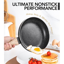 MICHELANGELO Non Stick Frying Pans - 8"+9.5"+11" Nonstick Frying Pan Set with Non-Toxic Stone Coating, Frying Pans Nonstick with Anti-Scald Handle, Induction Compatible