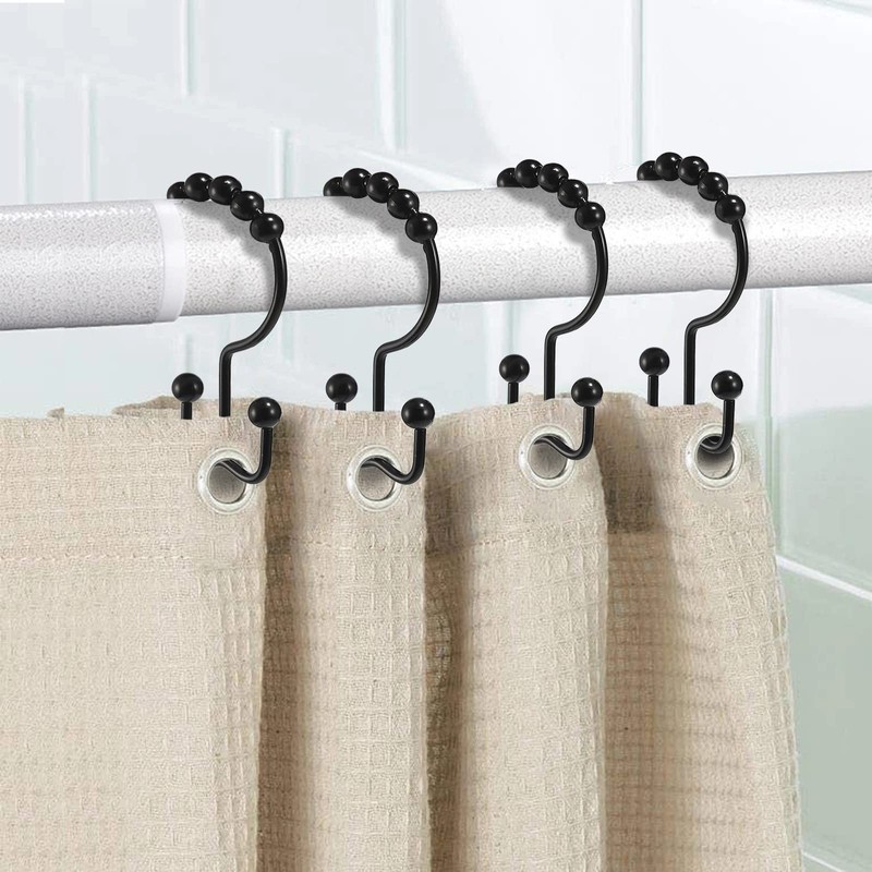 Shower Curtain Hooks, 12 Pcs Stainless Steel Shower Curtain Rings,