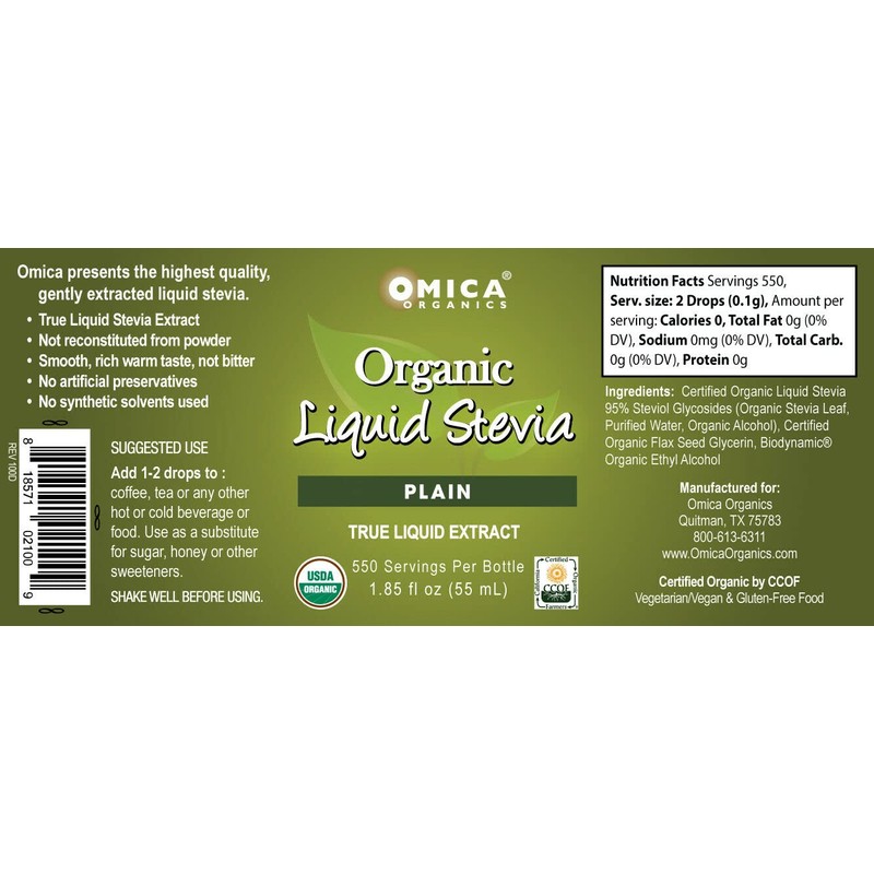 Omica Organics Organic Liquid Stevia - Plain (1.85 fl oz)