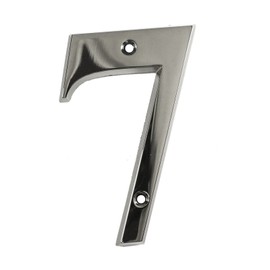 Beautiful 3 Inch Bevelled Edge Polished Chrome Door Number 7 - Screw Fix Silver Front House Number 7