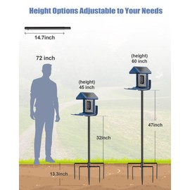 Onlyfly Bird Feeder Pole Stand – 60 Inch Height Feeding Station with 1-Inch Dia Heavy Duty for Hanging Feeders, Bird House Pole Mount Kit for Outdoor, Slip-Fit Connection, Black