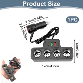 Lotnery 120W 7Lotnery in 1 Car Charger with 4 Sockets & 3 USB Ports (QC 3.0/PD 3.1/USB 3.1) – Fast Charging for 12V/24V Vehicles, Laptops, Phones, Dash Cam, Car Fridge
