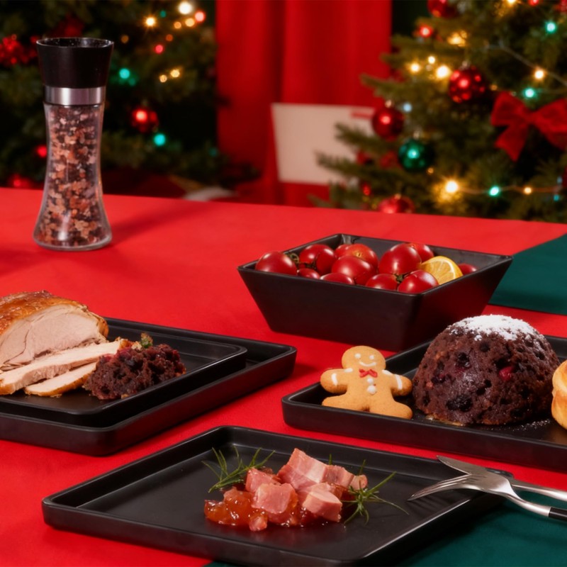 Yinshine Melamine Dinnerware Sets - 12pcs Square Plates and Bowls