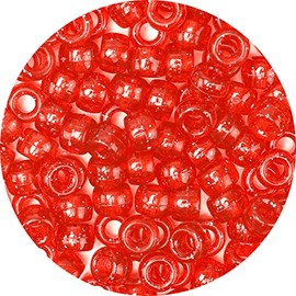 Iooleem Pony Beads (1000pcs Red Glitter) - Beads for Jewelry Making, Crafts, Beading Supplies, Arts & Crafts Materials
