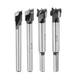 HARFINGTON 4pcs Forstner Drill Bit Set 12mm (15/32") 14mm (9/16") 15mm (19/32") 16mm (5/8") K30/C1 Carbide Forstner Bits Wood Hinge Hole Opener Cutter for Woodworking Drilling