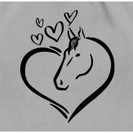 Shirtracer - Gym Bag Backpack - Horses - Bags - Horse Portrait in the Heart, 01 Light Grey