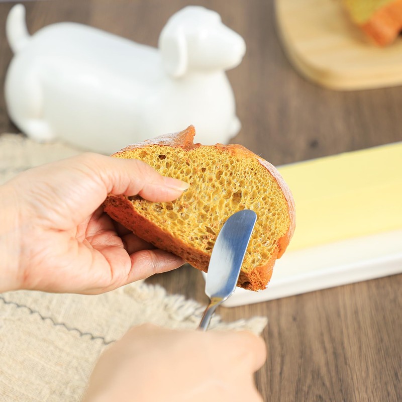 Bicuzat Ceramic Dachshund Butter Dish with Lid, Butter Keeper Butter