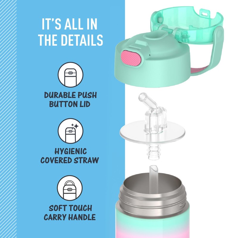 THERMOS FUNTAINER Water Bottle with Straw, 12oz, Mint Ombre