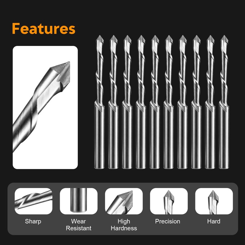 10Pcs Drywall Cutting Tools 3/16" Guide Point Cutting Bits,Drywall Bit
