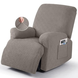 Timeles Extra Wide Recliner Chair Cover Reclining Couch Cover Sofa Slipcover Stretch Soft Washable (Single-Seater Oversized, Taupe)