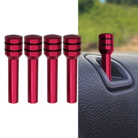 4PCS Car Door Lock Knobs, 1.96×0.47 Inch Door Lift Bolt Auto Inner Door Pull Pins, Aluminum Alloy Door Lock Cover Decor, Car Decorative Modification Accessories Universal for SUV, Sedan, Truck (Red)