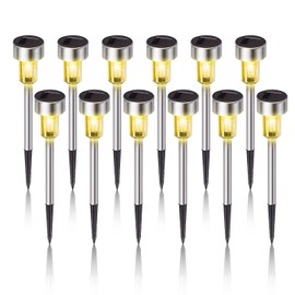 Solar Lights Outdoor Waterproof, Stainless Steel LED Landscape Lighting, Solar Garden Lights, Outdoor Christmas Decorations for Yard, Pathway, Walkway, Patio, Lawn - 12 Pack(Warm White)