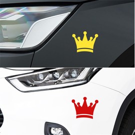4 Pack Crown Design Vinyl Decals Stickers for Car Truck Bike Motorcycle Helme Laptop Water Bottle Windows (Yellow)