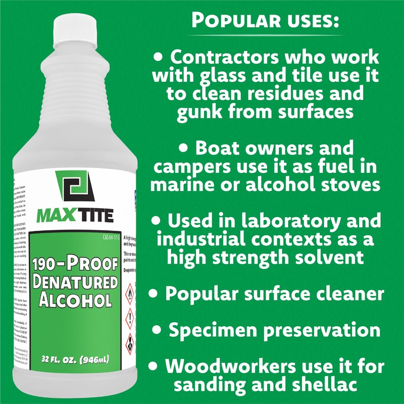 MAXTITE 190-Proof Virgin Denatured Alcohol (4 Gal Total, 16x 32oz