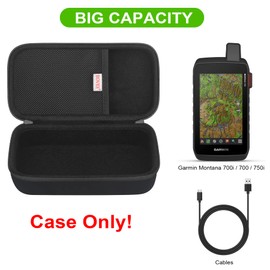 BOVKE Travel Case for Garmin Montana 700i / 700 / 750i GPS Handheld and Satellite Communicator, Mesh Pocket for USB Cables, Black