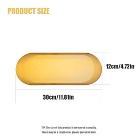 KOXXIAMOQ Stainless Steel Gold Tray, Decorative Vanity Tray, Metal Oval Towel Storage Dishes, Fruit Tea Jewelry Cosmetics Organizer Dishes, Bathroom Serving Platter for Candles Dessert