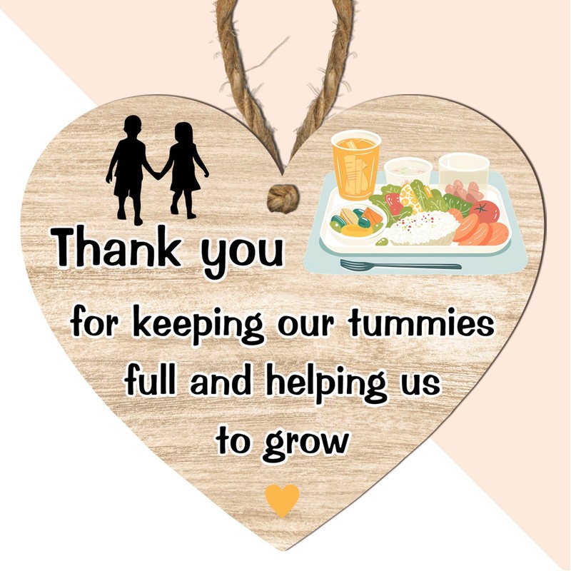 Thank You Dinner Lady Heart Plaque - Exquisite Handcrafted Wooden