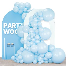 PartyWoo PartyWoo Pastel Blue Balloons, 120 pcs Pale Blue Balloons Different Sizes Pack of 18 Inch 12 Inch 10 Inch 5 Inch for Blue Balloon Garland or Arch as Birthday Decorations, Party Decorations, Blue-Q13