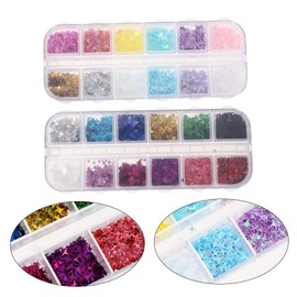COHEALI Diy Nail Art Sticker Sequins Glitter Nail Powder 2 Sets Manicure Glitter Sequin Makeup Kit