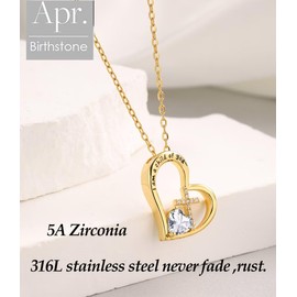 BAOWING Birthstone Cross Necklace for Little Girls Baptism First Communion Gifts Easter Birthday Christmas Gifts Kids Girls Jewelry for Goddaughter Godchild Teens Women 14K Gold Plated April