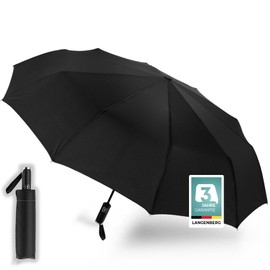 LANGENBERG Small Umbrella with Automatic Opening - Pocket Umbrella Automatic for Travel - Travel Umbrella Men and Women - Lightweight and Robust Umbrella, black/white