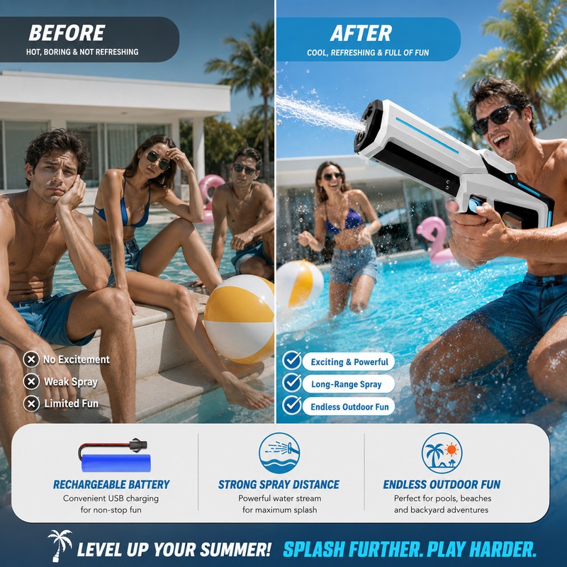 Electric Water Gun for Summer Outdoor Play – Rechargeable Automatic