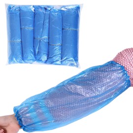 100 Pieces Disposable Oversleeves Disposable Arm Sleeves Waterproof Plastic Oversleeves Cleaning Sleeves (Blue)