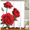 LIVILAN Red Rose Shower Curtain, Flower Fabric Bathroom Curtains Set