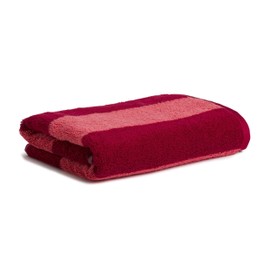 Möve Superwuschel Block Stripes Hand Towel 50 x 100 cm 100% Cotton Ruby / Coral