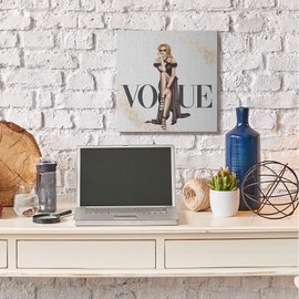 Stupell Industries Female Fashionista Black Dress Designer Brand, Design by Ziwei Li Canvas Wall Art, 24 x 24, Off- White