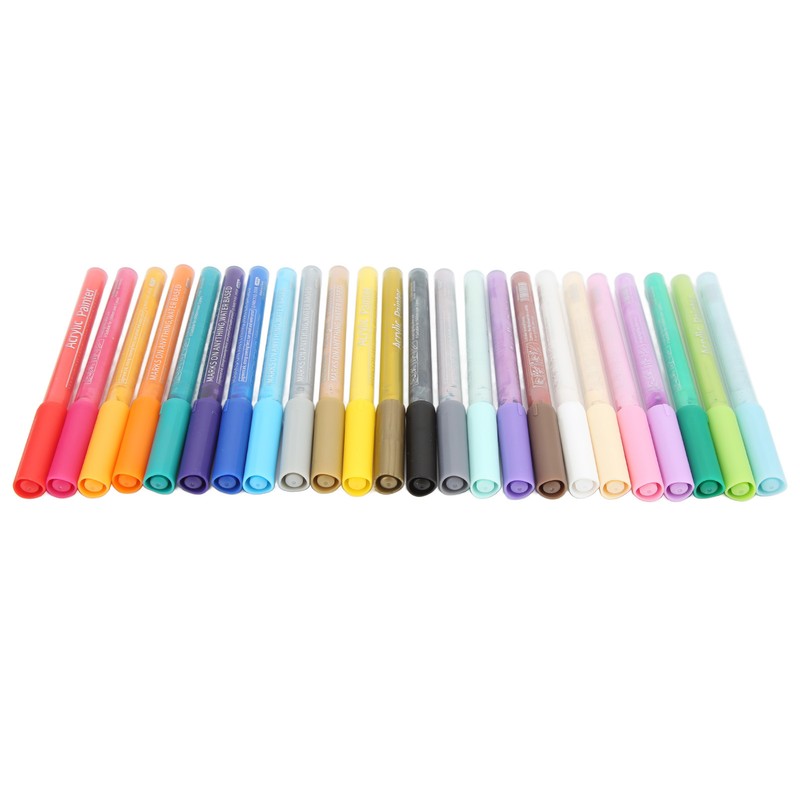 24Pcs Acrylic Paint Markers Multi Function Safe Nontoxic Moistureproof Quick