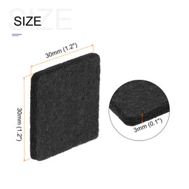 METALLIXITY Square Felt Furniture Pads (1.2" x 1.2" x 0.1") 16Pcs, Self-Adhesive Floor Protectors - for Home Cabinet Closet Bed Feet, Black