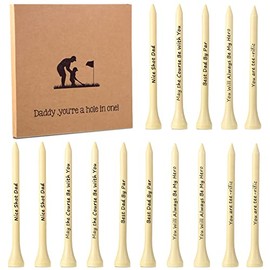 90 Pieces Golf Gifts for Men Dad Father Grandpa Grandfather Funny Sayings Wood Golf Tees 3-1/4 inch Wooden Golf Tees with Warm Words with Kraft Box Sports Fan Presents Golfing Accessories