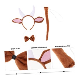 Ipetboom 1 Set Animal Headband Cosplay Set Adorable Goat Horns Bowknot Tie Tail Gloves for Birthday Festivals Costume Parties Comfortable Photo Props