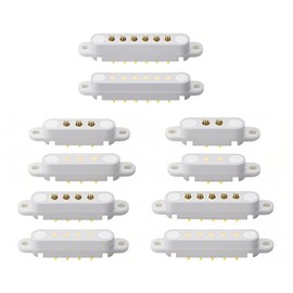 2 Pair White Magnetic Pogo Pin Connectors with Location Hole, 2/3/4/5P 2A Pogopin Magnetic Male/Female 2.54 MM Through Hole Spring Loaded DC Power Socket/Charge Probe Connectors (4Pin)